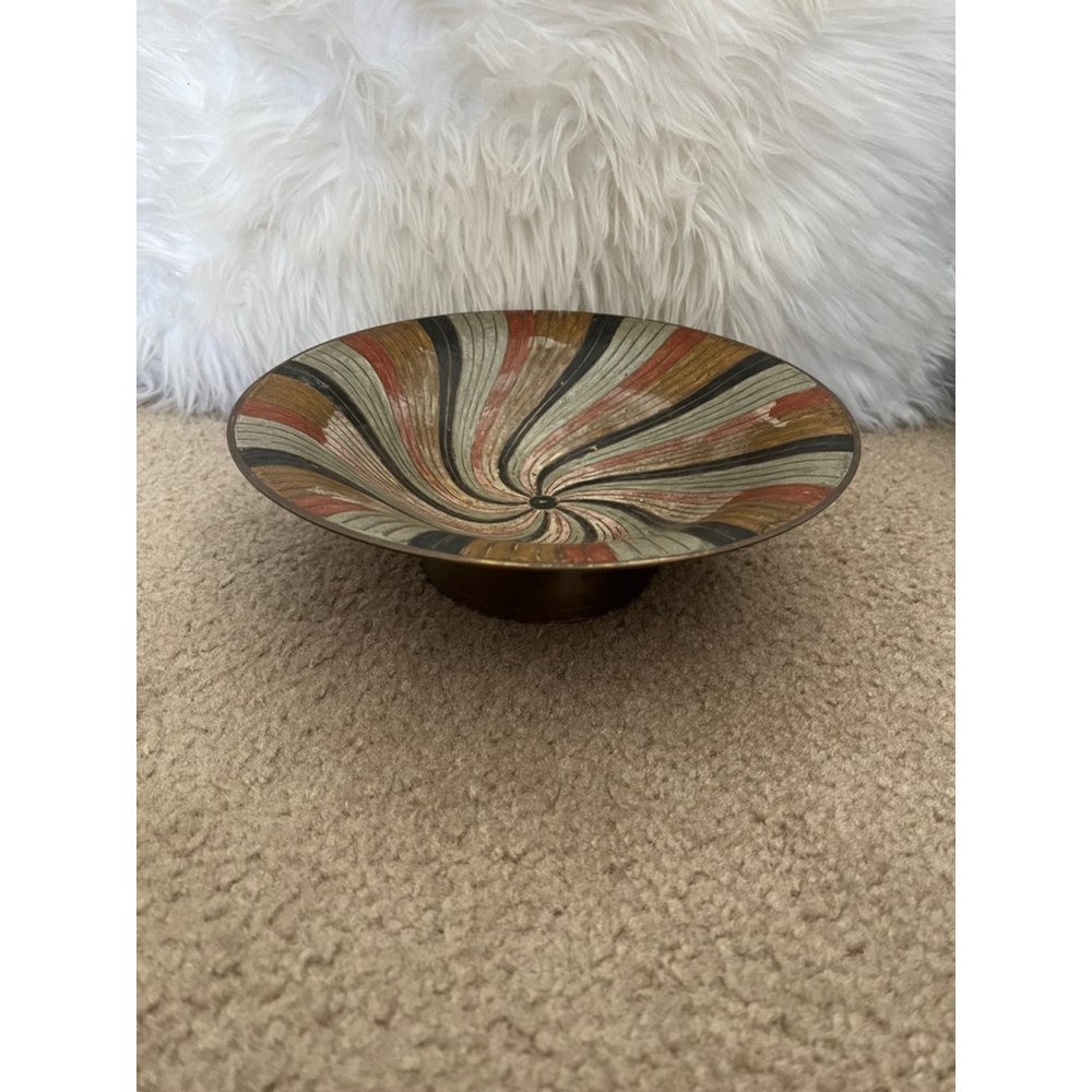 The import Collection India Decorative jewelry Bowl Gold Bronze Silver swirl